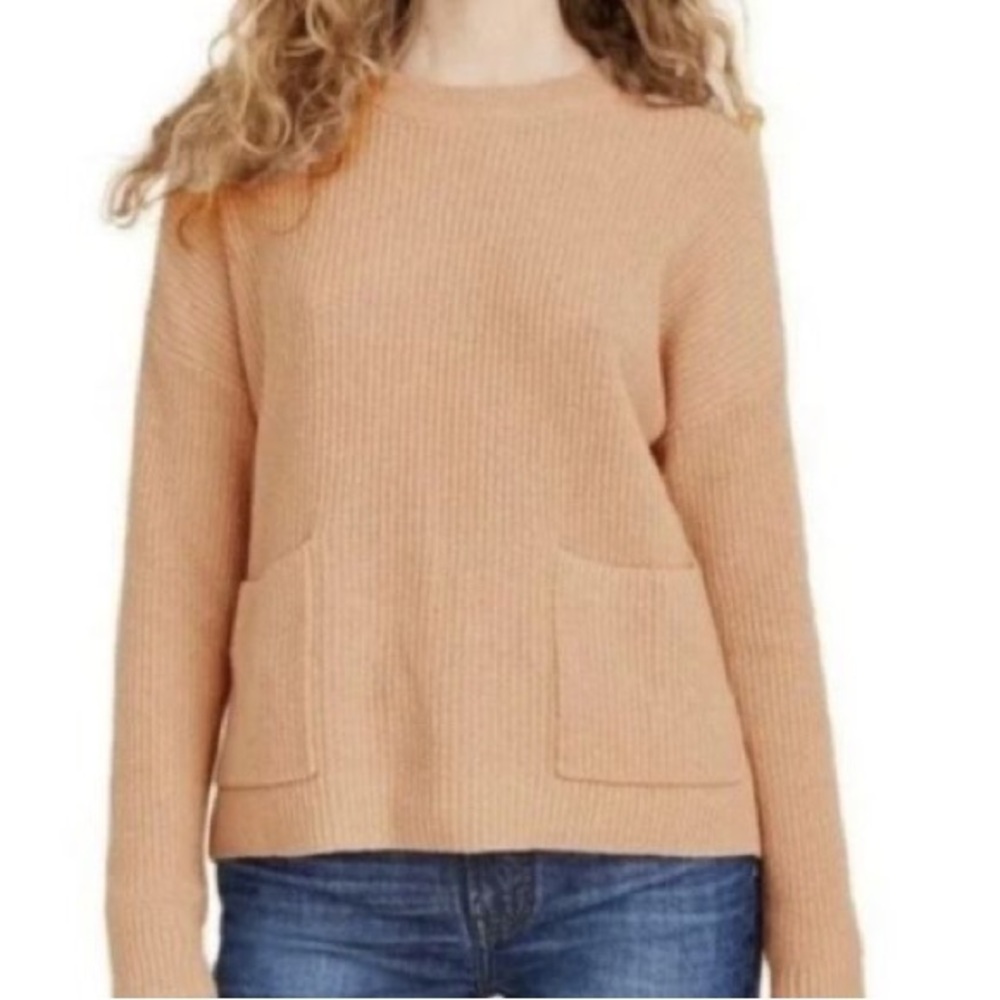 Madewell Patch‎ Pocket Pullover Sweater Crewneck Camel Size XS